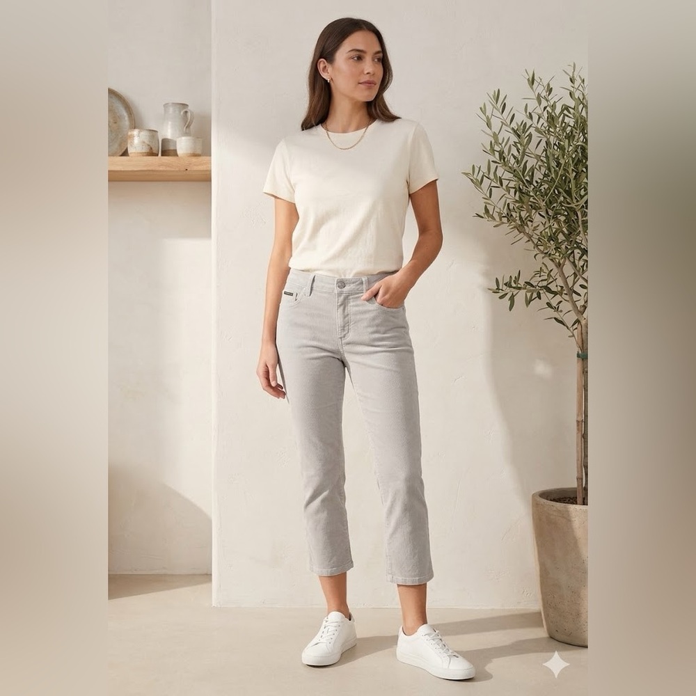 Michael Kors Gray Capri Jeans Straight Leg Women's Size 6 Stretch Minimalist